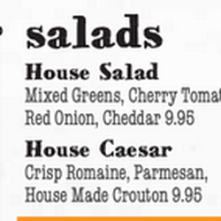 The Camphouse - Here's a screenshot from the menu section of the salads.