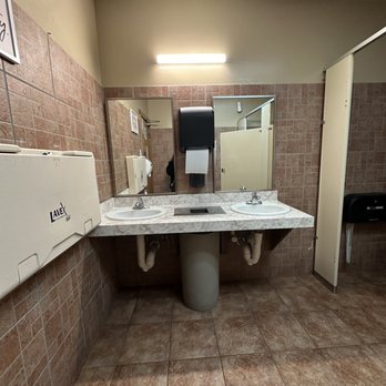 Mi Pueblito - a public restroom with two sinks - Colombian Near Me - Houston, Texas Mi Pueblito - a public restroom with two sinks - Colombian Near Me - Houston, Texas