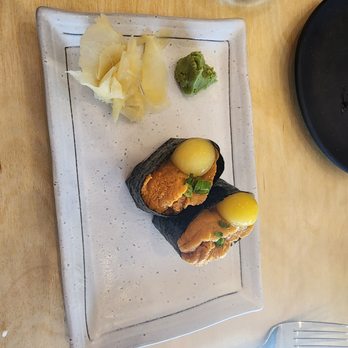 Mata Sushi - Uni with Quail Egg. - Japanese Near Me - Mandeville, Louisiana