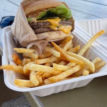 Hanalei Burger - Double Hanalei burger and fries. - Food Trucks Near Me - Hanalei, Hawaii