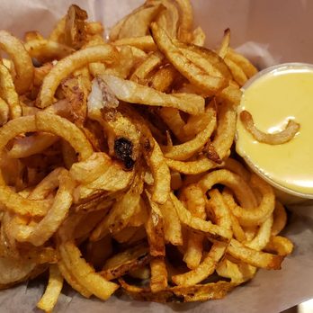 Wings Suds & Spuds - Full order of curly fries and cheese sauce - Bars Near Me - Moon Township, Pennsylvania Wings Suds & Spuds - Full order of curly fries and cheese sauce - Bars Near Me - Moon Township, Pennsylvania