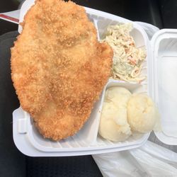 Polish Pork Store - Chicken cutlet with mashed potatoes and fresh cabbage salad