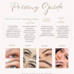 V's Brow Bar - Price guide