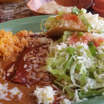 El Merendero - Combo plate with an enchilada, tostada and taco - Mexican Near Me - Tucson, Arizona