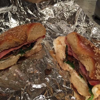 Spread Bagelry - Sesame bagel sandwich with ham egg and cheese - Breakfast & Brunch Near Me - Philadelphia, Pennsylvania