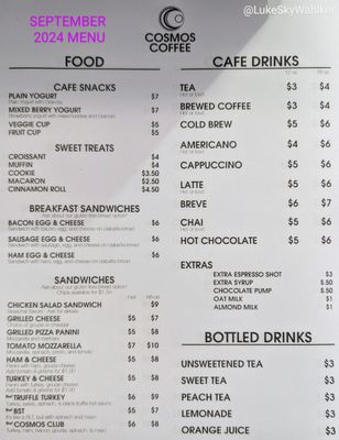 Menu photo 1 Cosmos Coffee Flora, IN