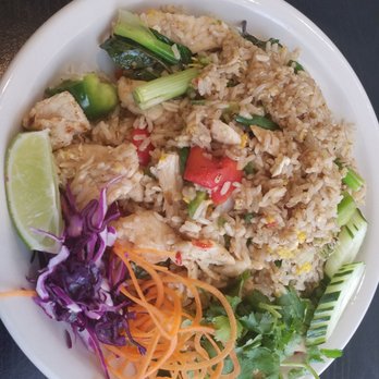 Thai Pavilion - Chicken spicy basil fried rice. Not really spicy but crazy delicious - Thai Near Me - DeKalb, Illinois Thai Pavilion - Chicken spicy basil fried rice. Not really spicy but crazy delicious - Thai Near Me - DeKalb, Illinois