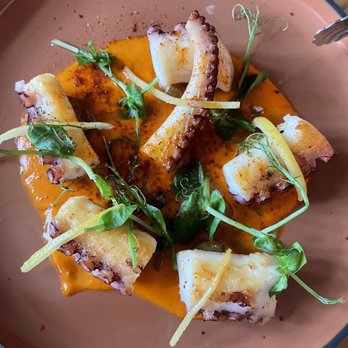 Byblos Miami - Calamari appetizer. Beautifully presented. - Mediterranean Near Me - Miami Beach, Florida