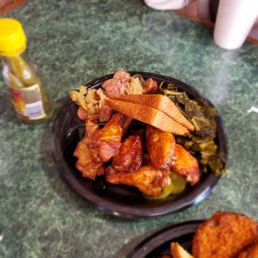 10 wing platter with collards and sausage & cabbage 10 wing platter with collards and sausage & cabbage