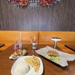 Polo Norte - 1. Chicken Fingers with white rice and Fries. 2. Cheeseburger 3. A scoop of Vanilla ice cream with whip cream & color sprinkles.