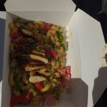 Loaded Food Cart - Blackened chicken mac n cheese w/ side salad - Food Trucks Near Me - Portland, Oregon Loaded Food Cart - Blackened chicken mac n cheese w/ side salad - Food Trucks Near Me - Portland, Oregon