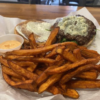 All Star Burger - BD Steet Burger and sweet potato fries. - Burgers Near Me - Austin, Texas All Star Burger - BD Steet Burger and sweet potato fries. - Burgers Near Me - Austin, Texas