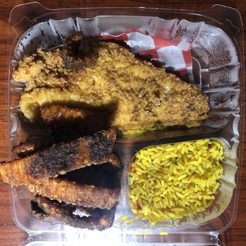 Next Phaze Cafe - Catfish Platter (sweet potato fries and Rice Pilaf) - Cafes Near Me - Baltimore, Maryland