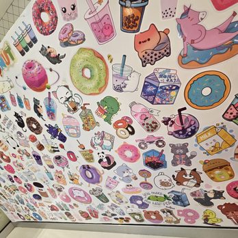 Devil & Angel Desserts - Cutest sticker wall - Bubble Tea Near Me - Meridian, Idaho