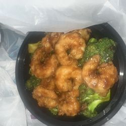 North China Cafe - Shrimp with broccoli. Comes with small pint of white rice.
