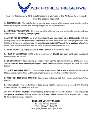 air force reserve college benefits