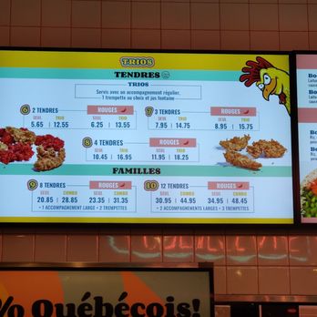 Jack Le Coq - a menu on a large screen - Chicken Shop Near Me - Laval, Quebec