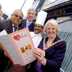 Dilruba Restaurant - Owner Mr. Ali outside with new chef and lord mayoress