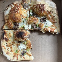 Funghi pizza with hardly any mushrooms Funghi pizza with hardly any mushrooms