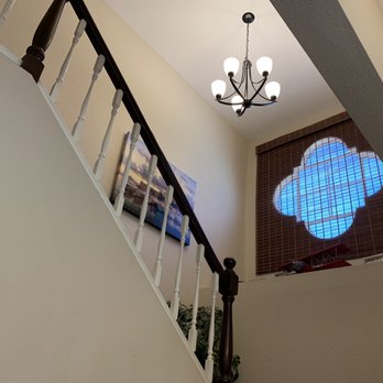 Dynamic Electric Contractors - One of three chandeliers replaced (super high ceiling, yet they had no problem with it!) - Electricians Near Me Dynamic Electric Contractors - One of three chandeliers replaced (super high ceiling, yet they had no problem with it!) - Electricians Near Me