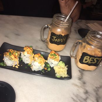 Ebaes - Popcorn shrimp roll. My favorite. With two Thai teas - Ramen Near Me - Los Angeles, California