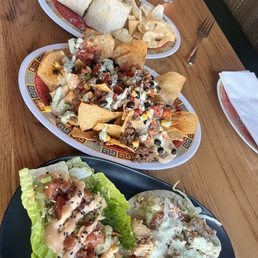 Wong's Macho Nachos, Tuna Poke Lettuce Wrap, Korean Beef Bulgogi Burrito