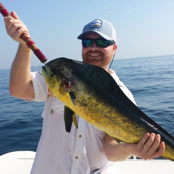 Double Time Charters - One happy angler with his Dolphin on display - Fishing Near Me - Destin, Florida