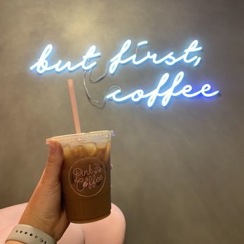 Pink Coffee - Cold brew with classic syrup and almond milk - Desserts Near Me - Garland, Texas Pink Coffee - Cold brew with classic syrup and almond milk - Desserts Near Me - Garland, Texas