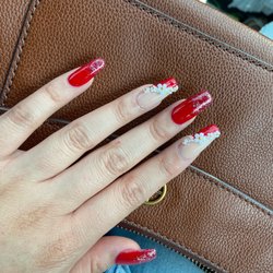 T & T Nail Spa - Acrylic Gel Manicure Red Nails Loved it!