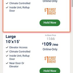 Public Storage - Current online rent for my size unit