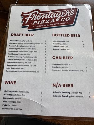 Menu photo 4 Frontager's Pizza Pacific Beach, WA