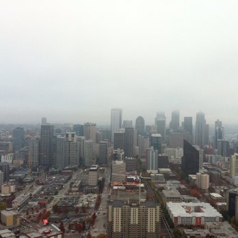 Space Needle - A foggy view from the Space Needle. - Landmarks & Historical Buildings Near Me - Seattle, Washington Space Needle - A foggy view from the Space Needle. - Landmarks & Historical Buildings Near Me - Seattle, Washington