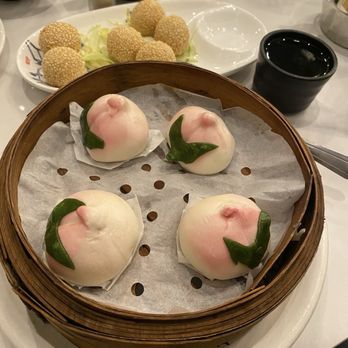 Rui's Shanghai Bistro - Peach Bun 4PC and Red Bean Ball - Shanghainese Near Me - Redlands, California Rui's Shanghai Bistro - Peach Bun 4PC and Red Bean Ball - Shanghainese Near Me - Redlands, California