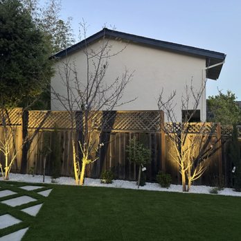 Design & Build Landscapes - After putting in artificial turf, concrete steps, plants and spot lights - Landscaping Near Me - Menlo Park, California Design & Build Landscapes - After putting in artificial turf, concrete steps, plants and spot lights - Landscaping Near Me - Menlo Park, California