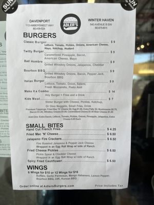 Menu photo 4 Adler’s Winter Haven, FL