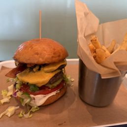 This double cheeseburger is only $10 on happy hour and it is so delicious!