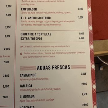 Taquerías Tamarindo - Menu - Mexican Near Me - Barcelona, B Taquerías Tamarindo - Menu - Mexican Near Me - Barcelona, B