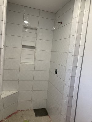 Tile projects - All these showers were constructed with the traditional floated wall system; building paper, wire mesh and mortar plaster. Additionally hot mop on the shower pans and red-guard waterproofing on the walls. Tile projects - All these showers were constructed with the traditional floated wall system; building paper, wire mesh and mortar plaster. Additionally hot mop on the shower pans and red-guard waterproofing on the walls.