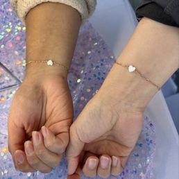 Rose gold filled bracelets with heart charms for me and my bff Rose gold filled bracelets with heart charms for me and my bff
