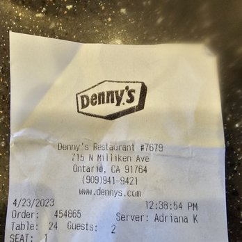 Denny's - FANTASTIC SERVER - Diners Near Me - Ontario, California