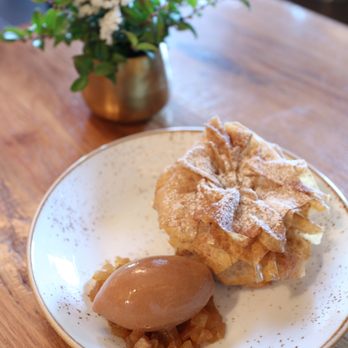Acanto - Spiced Apple Crostata. Flaky phyllo coating apple confit with side of caramel gelato. - Italian Near Me - Chicago, Illinois Acanto - Spiced Apple Crostata. Flaky phyllo coating apple confit with side of caramel gelato. - Italian Near Me - Chicago, Illinois