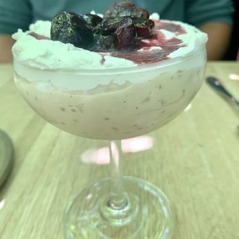 Claro - Arroz con Leche - bing cherries, whipped cream - Mexican Near Me - Brooklyn, New York