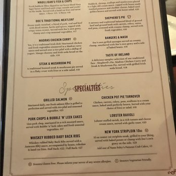 Doc Magilligan's Restaurant & Irish Pub - Menu of the entree - Breakfast & Brunch Near Me - Niagara Falls, Ontario Doc Magilligan's Restaurant & Irish Pub - Menu of the entree - Breakfast & Brunch Near Me - Niagara Falls, Ontario
