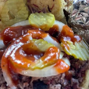 Opie's BBQ - Large chopped brisket sandwich - Barbeque Near Me - Spicewood, Texas Opie's BBQ - Large chopped brisket sandwich - Barbeque Near Me - Spicewood, Texas