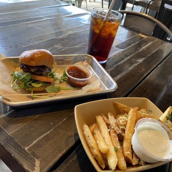 Burger Bench - Fig jam slider, Parmesan tots & fries, Stubborn Root Beer - American Near Me - Escondido, California