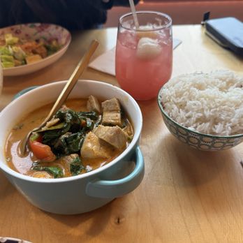 Rukdiew Cafe - Seasonal Thai curry with tender pork belly. Nonalcoholic lychee drink. - Thai Near Me - Portland, Oregon Rukdiew Cafe - Seasonal Thai curry with tender pork belly. Nonalcoholic lychee drink. - Thai Near Me - Portland, Oregon