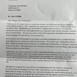 Response from UCDavis for complaint against a doctor Response from UCDavis for complaint against a doctor