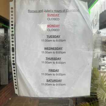Romeo & Juliets Cafe - Their hours - Italian Near Me - Tonawanda, New York