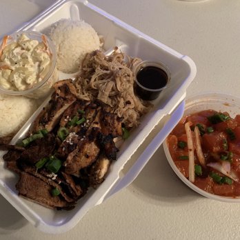 Hawaiian Style BBQ - Hungry Hawaiian with teriyaki beef (out of short ribs) and spicy ahi poke - Hawaiian Near Me - Augusta, Georgia Hawaiian Style BBQ - Hungry Hawaiian with teriyaki beef (out of short ribs) and spicy ahi poke - Hawaiian Near Me - Augusta, Georgia