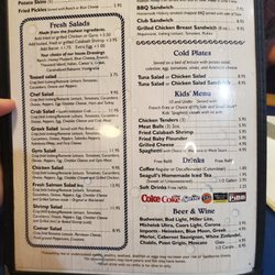 Seagull's Grill - Menu as of 10-14-22